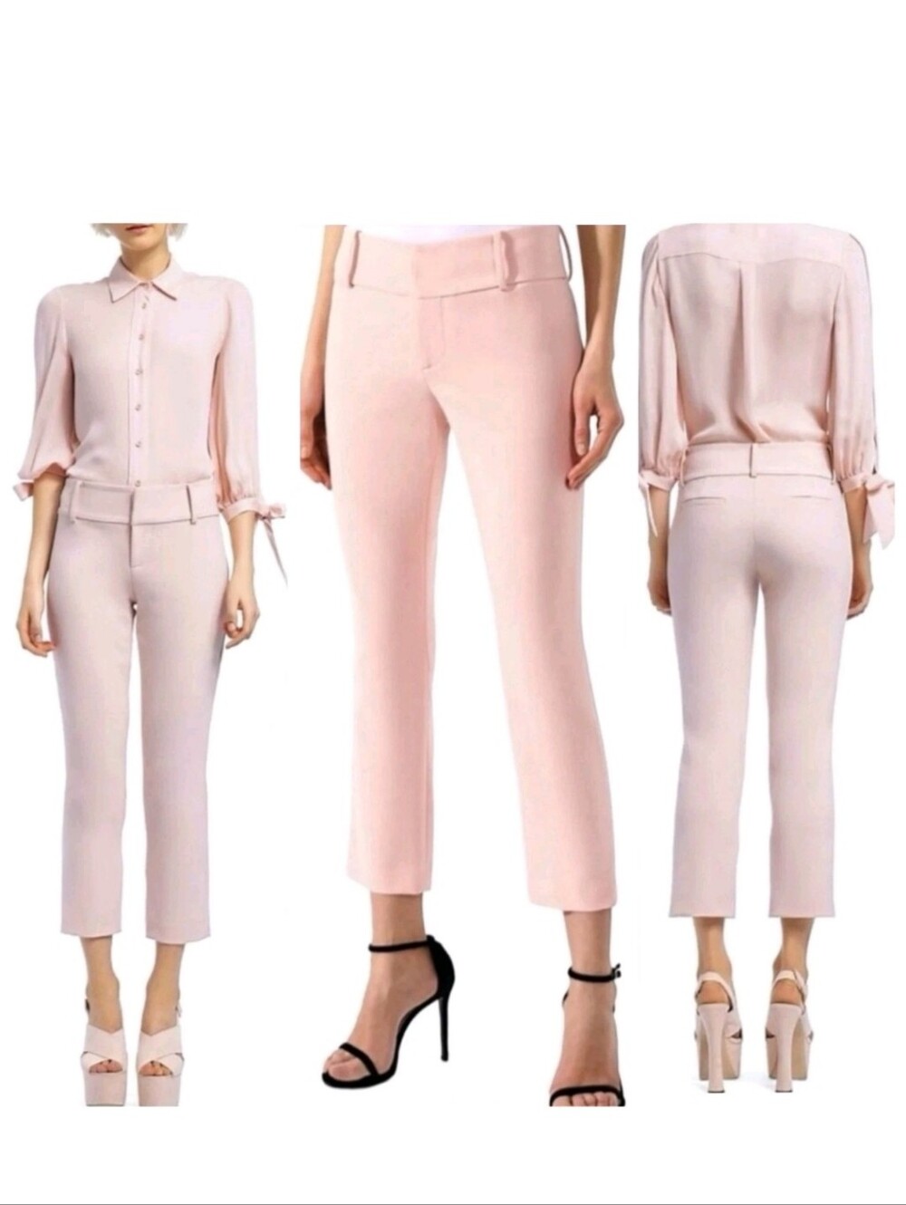 Alice + Olivia stacey fitted pink ankle crop pants Size 6 NWOT $398 - Picture 7 of 9